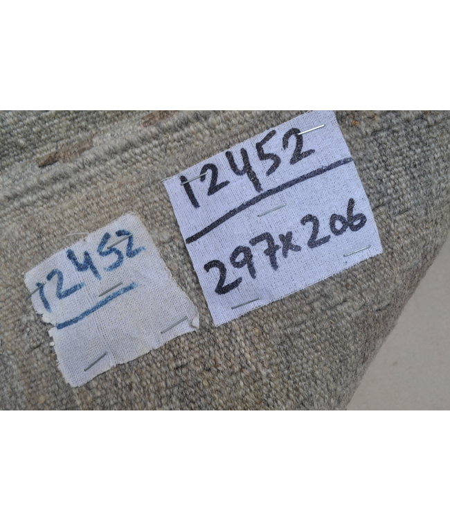 Vloerkleed Tapijt Kelim 297x206 cm Kleed Hand Geweven Kilim Grijs Natural kelim