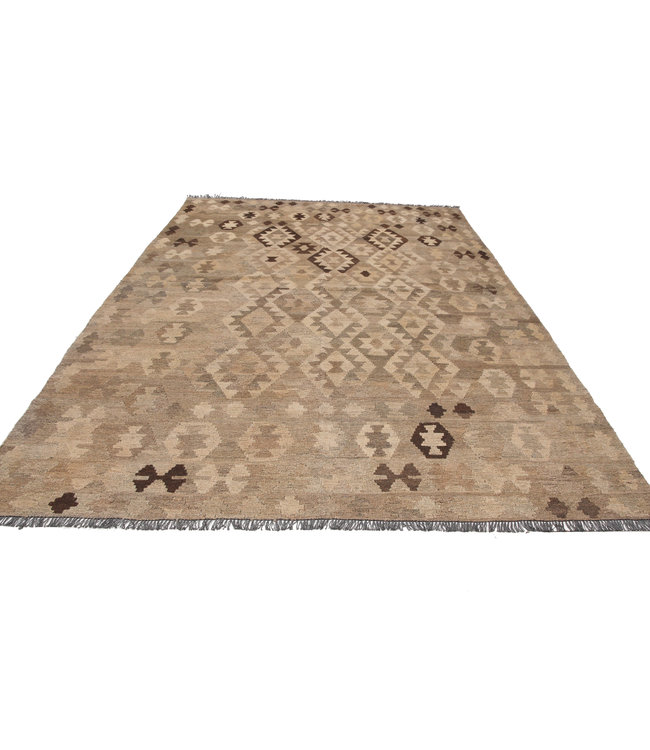 Vloerkleed Tapijt Kelim 299x210 cm Kleed Hand Geweven Kilim Grijs Natural kelim