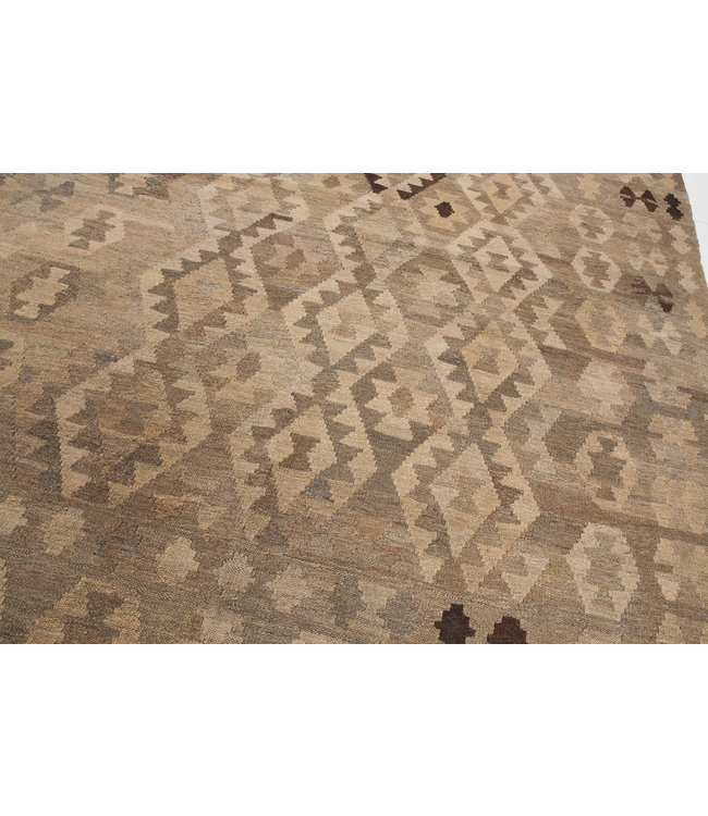 Vloerkleed Tapijt Kelim 299x210 cm Kleed Hand Geweven Kilim Grijs Natural kelim