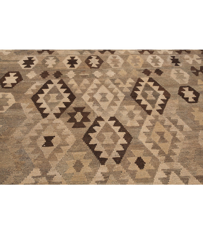 Vloerkleed Tapijt Kelim 299x210 cm Kleed Hand Geweven Kilim Grijs Natural kelim