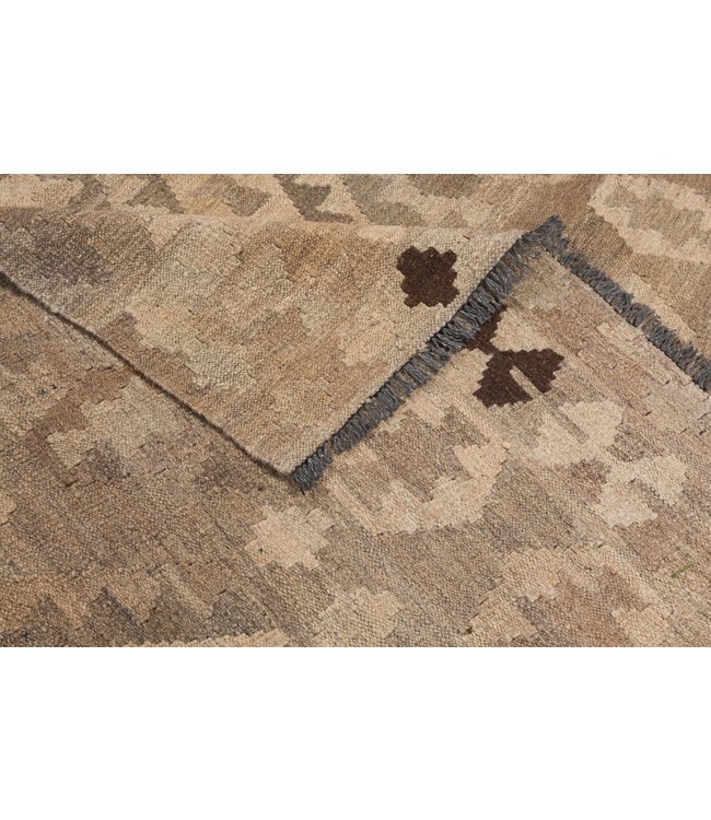 Vloerkleed Tapijt Kelim 299x210 cm Kleed Hand Geweven Kilim Grijs Natural kelim