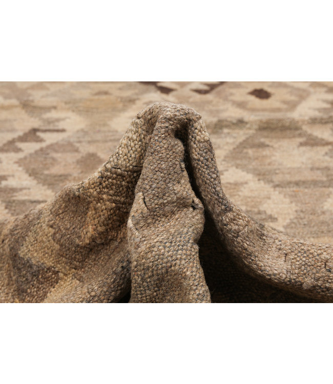 Vloerkleed Tapijt Kelim 299x210 cm Kleed Hand Geweven Kilim Grijs Natural kelim