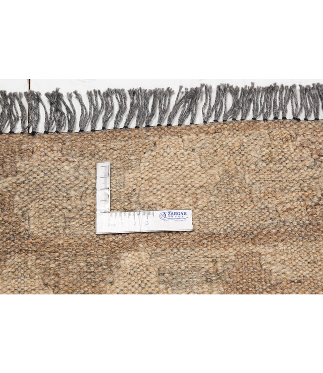 Vloerkleed Tapijt Kelim 299x210 cm Kleed Hand Geweven Kilim Grijs Natural kelim