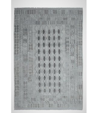 Vloerkleed Tapijt Kelim 297x206 cm Kleed Hand Geweven Kilim Grijs Natural kelim
