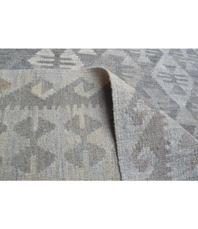 9'97x6'76 Sheep Wool Handwoven Natural Gray color Afghan kilim Area Rug Carpet