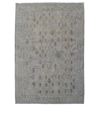 9'74x6'96 Sheep Wool Handwoven Natural Gray color Afghan kilim Area Rug Carpet