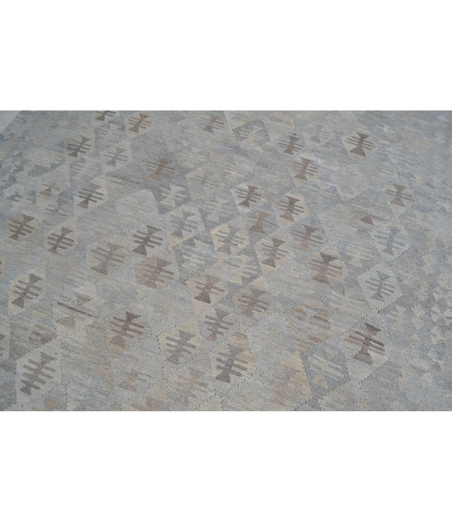 Vloerkleed Tapijt Kelim 297x212 cm Kleed Hand Geweven Kilim Grijs Natural kelim