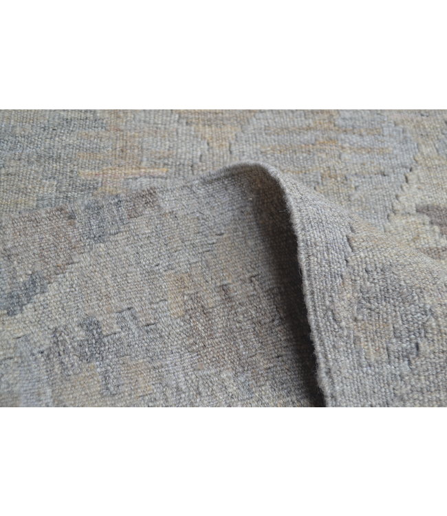 9'74x6'96 Sheep Wool Handwoven Natural Gray color Afghan kilim Area Rug Carpet