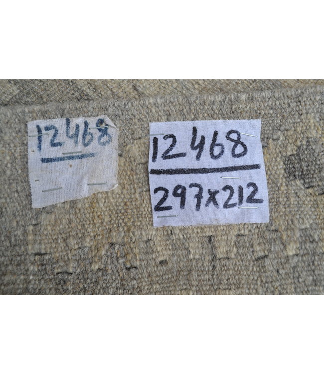 9'74x6'96 Sheep Wool Handwoven Natural Gray color Afghan kilim Area Rug Carpet