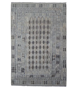 9'85x6'82 Sheep Wool Handwoven Natural Gray color Afghan kilim Area Rug Carpet