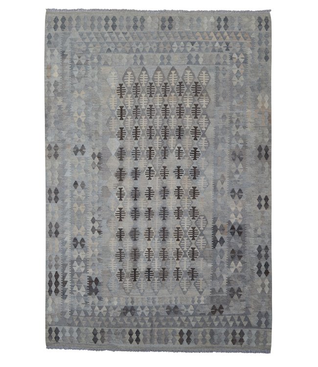 9'85x6'82 Sheep Wool Handwoven Natural Gray color Afghan kilim Area Rug Carpet