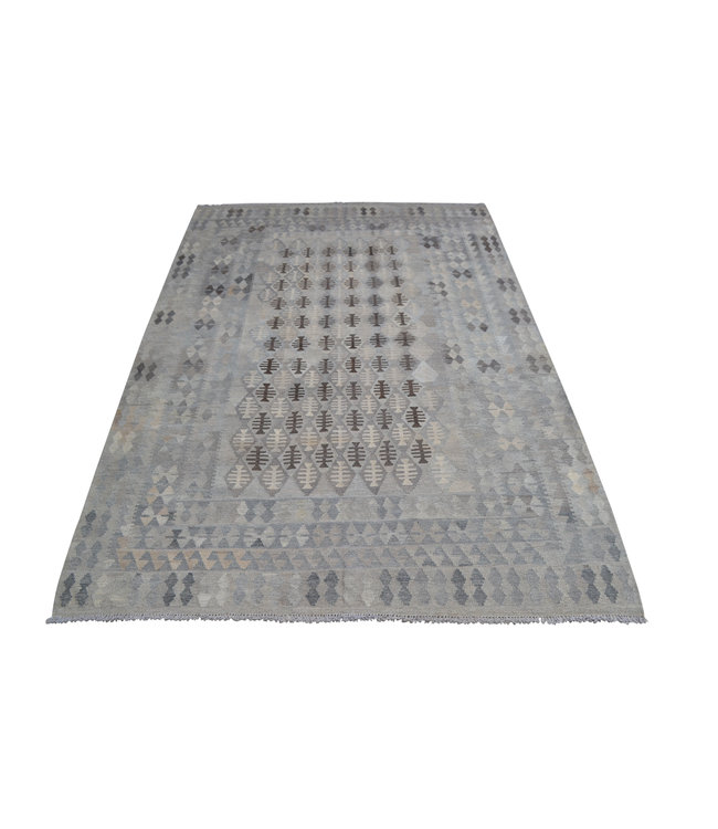 9'85x6'82 Sheep Wool Handwoven Natural Gray color Afghan kilim Area Rug Carpet