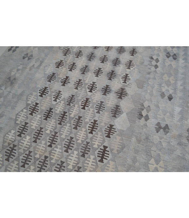 9'85x6'82 Sheep Wool Handwoven Natural Gray color Afghan kilim Area Rug Carpet