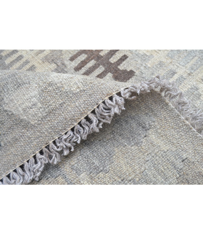 9'85x6'82 Sheep Wool Handwoven Natural Gray color Afghan kilim Area Rug Carpet