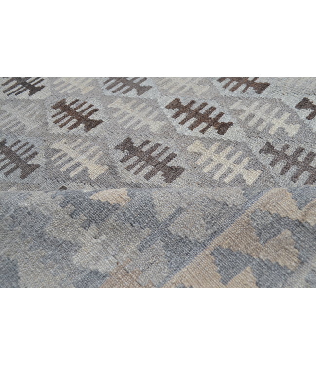 Vloerkleed Tapijt Kelim 300x208 cm Kleed Hand Geweven Kilim Grijs Natural kelim