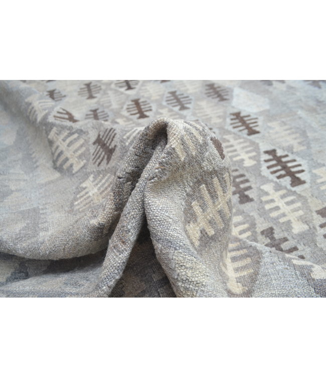 Vloerkleed Tapijt Kelim 300x208 cm Kleed Hand Geweven Kilim Grijs Natural kelim