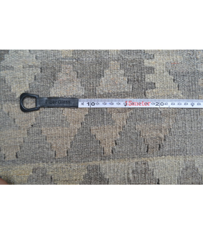 Vloerkleed Tapijt Kelim 300x208 cm Kleed Hand Geweven Kilim Grijs Natural kelim