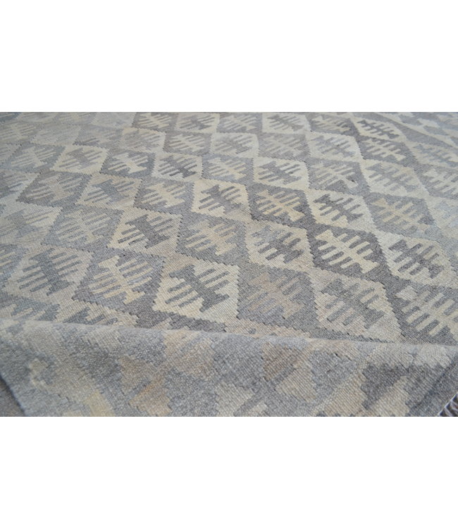 Vloerkleed Tapijt Kelim 300x204 cm Kleed Hand Geweven Kilim Grijs Natural kelim