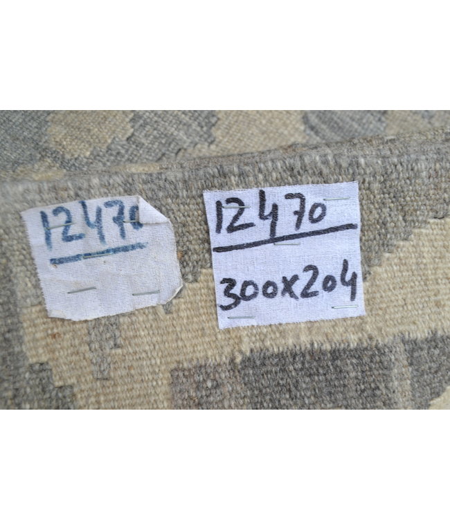 9'85x6'69 Sheep Wool Handwoven Natural Gray color Afghan kilim Area Rug Carpet