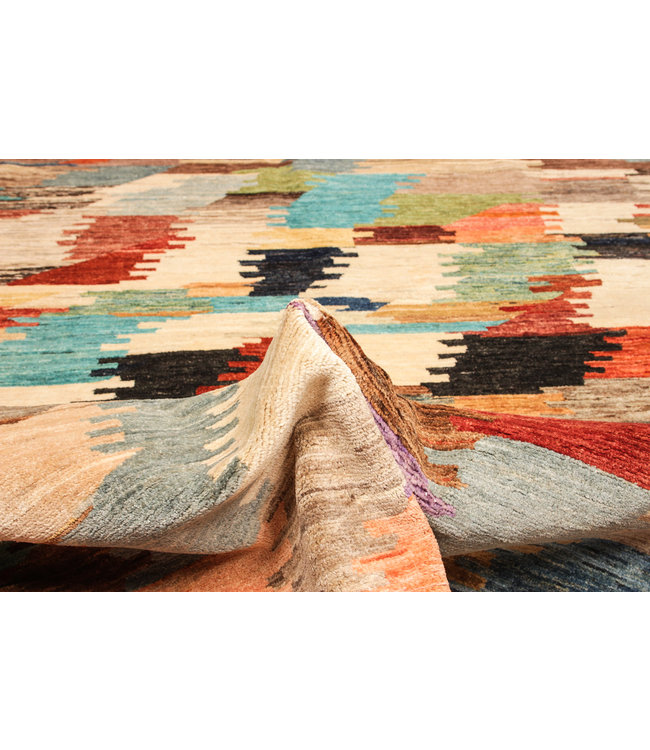 Handgeknoopt Modern Art Deco tapijt 247x198 cm  oosters kleed vloerkleed multi