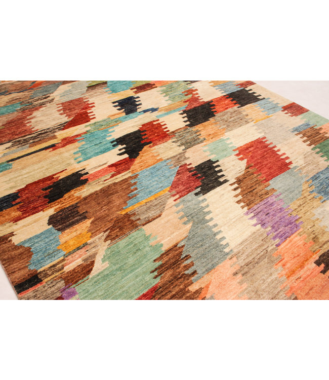 Handgeknoopt Modern Art Deco tapijt 247x198 cm  oosters kleed vloerkleed multi