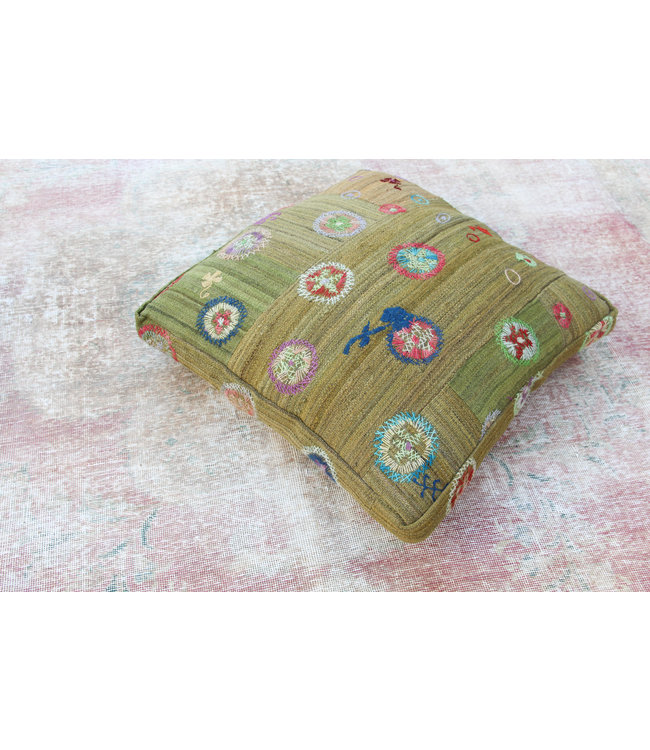 70x70 x 15 cm Handmade pouf Floor cushion kelim kilim Ottoman footstool Vintage