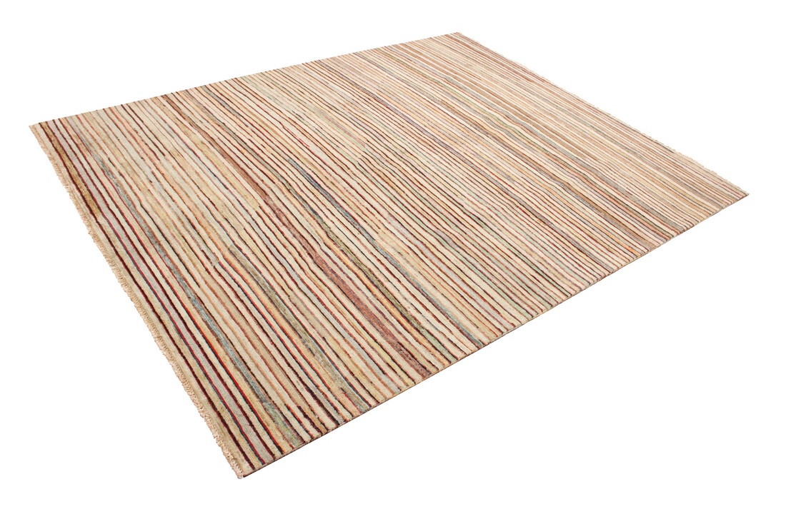 Handgeknoopt Modern Stribe tapijt 252x197 cm oosters kleed vloerkleed