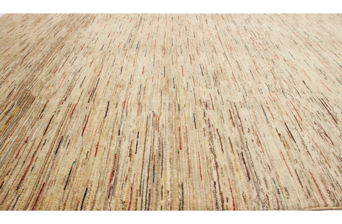Handgeknoopt Modern Stribe tapijt 257x204 cm oosters kleed vloerkleed