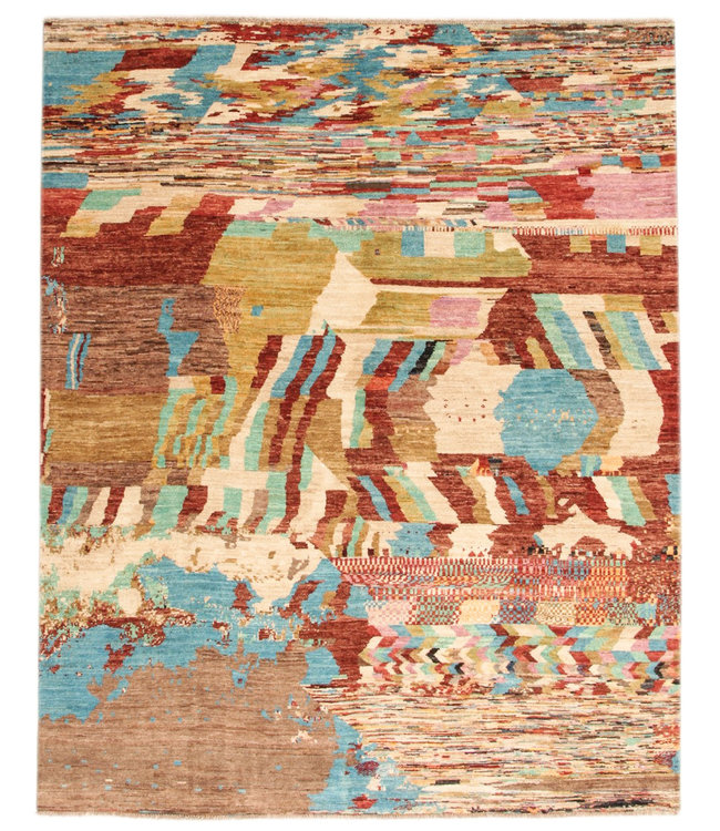 Handgeknoopt Modern Art multikleur tapijt 244x199 cm Wol kleed vloerkleed