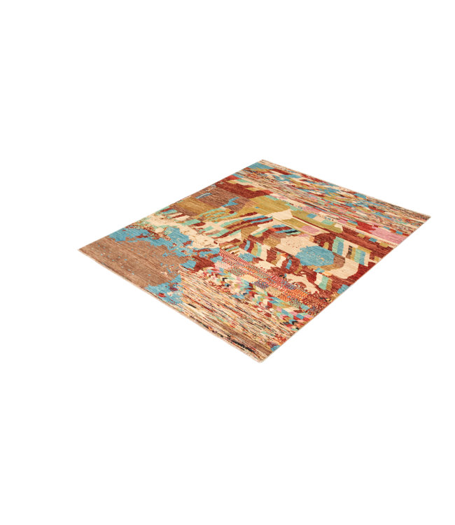 Hand knotted 8'0x6'5 Modern Art Multicolor Sheep Wool 244x199 cm Area Rug Carpet