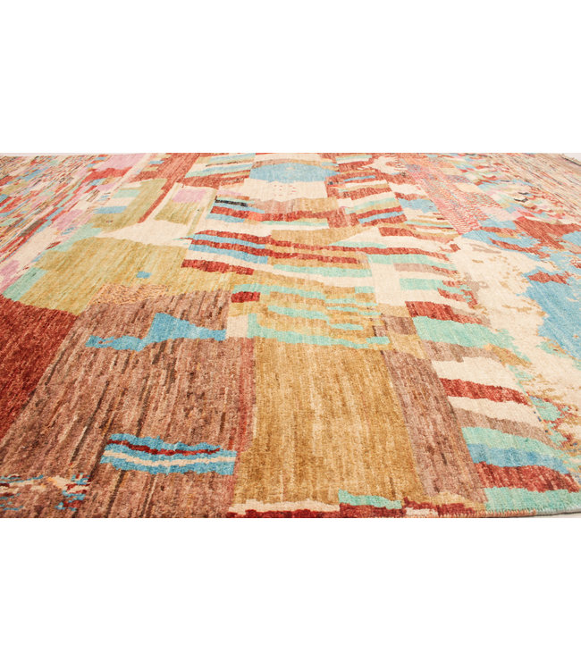 Hand knotted 8'0x6'5 Modern Art Multicolor Sheep Wool 244x199 cm Area Rug Carpet