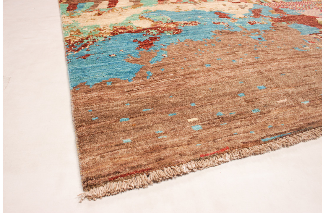 Handgeknoopt Modern Art multikleur tapijt 244x199 cm Wol kleed vloerkleed
