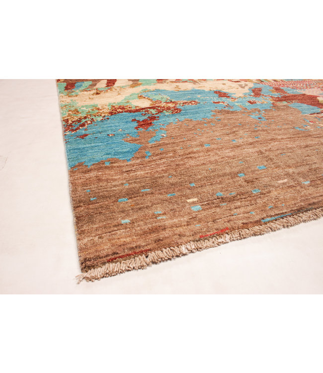 Handgeknoopt Modern Art multikleur tapijt 244x199 cm Wol kleed vloerkleed