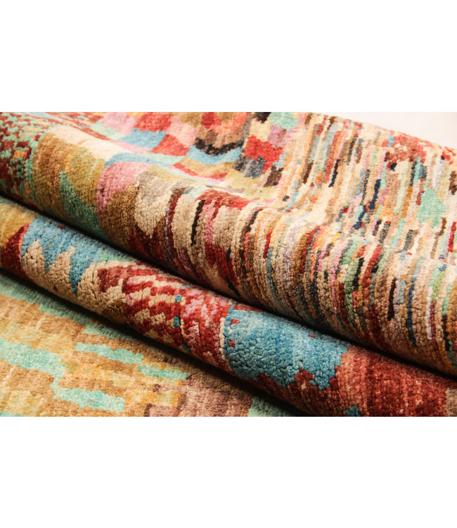 Hand knotted 8'0x6'5 Modern Art Multicolor Sheep Wool 244x199 cm Area Rug Carpet
