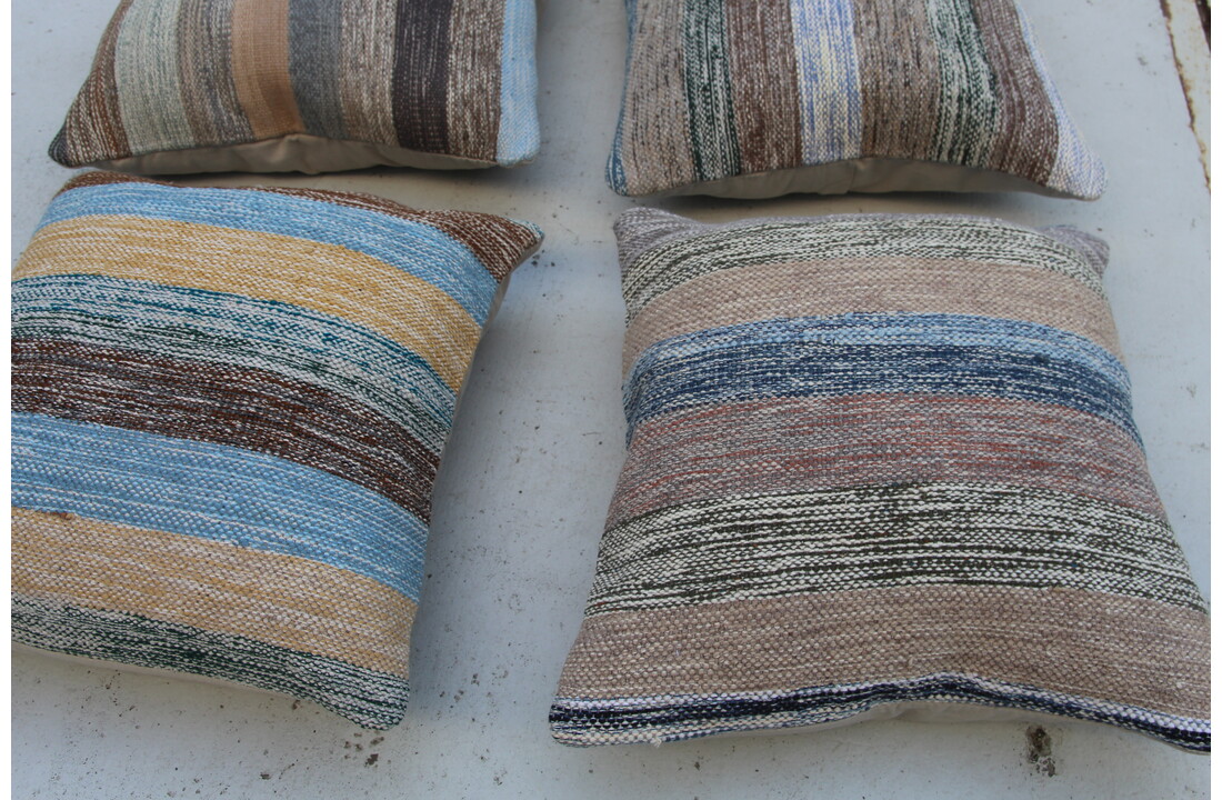 4x kelim kussens modern streep 50x50 cm