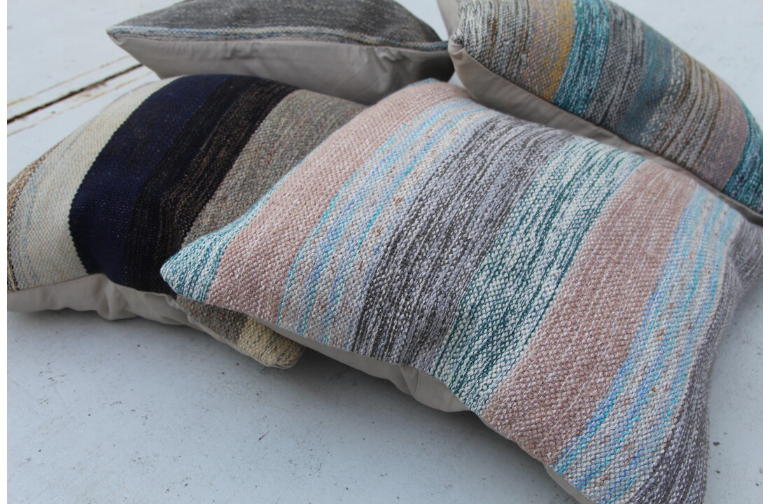 4x kelim kussens modern streep 50x50 cm