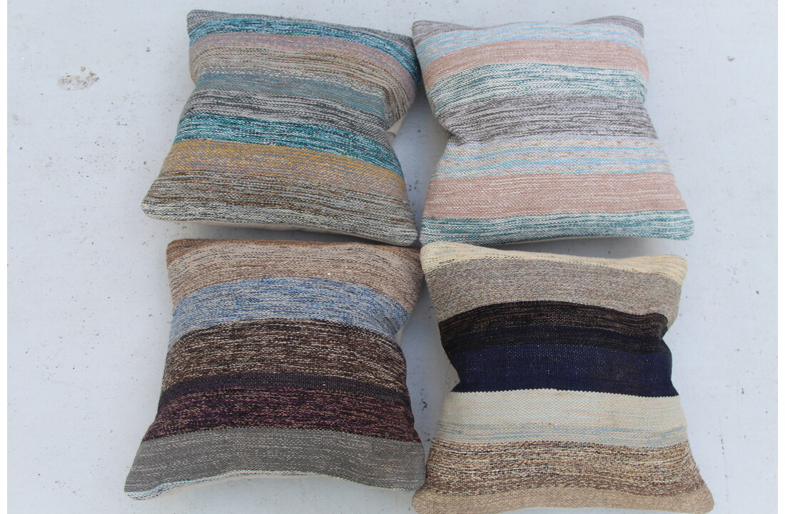 4x kelim kussens modern streep 50x50 cm