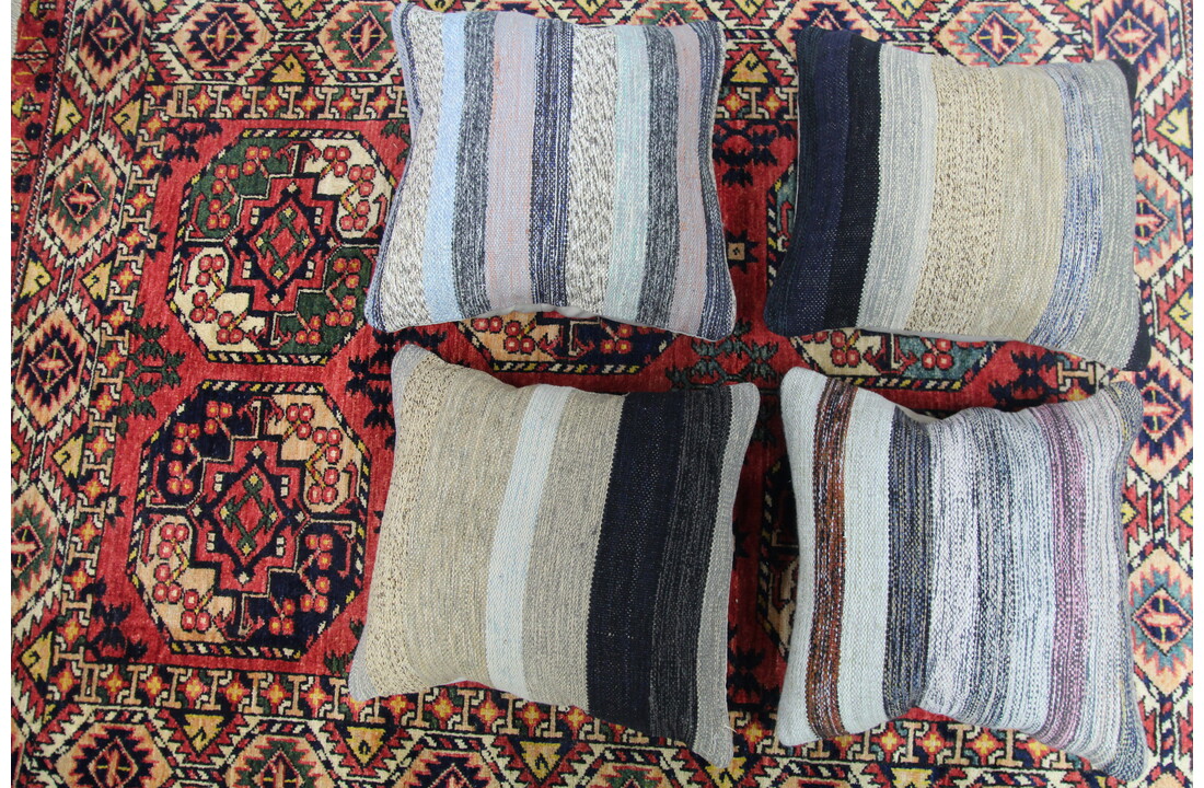 4x kelim kussens modern streep 50x50 cm