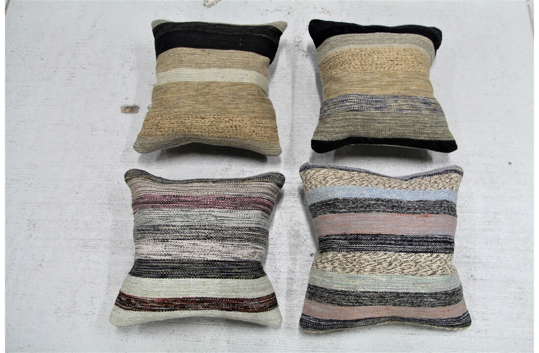 4x kelim kussens modern streep 50x50 cm
