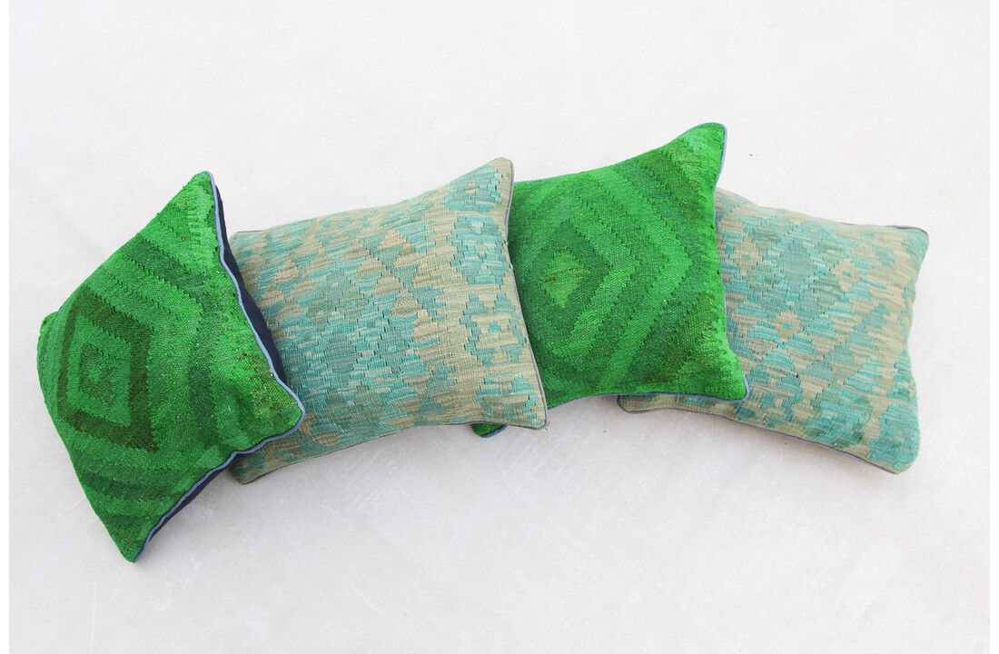 4x unike moderne kelim kussens met vulling ca 45x45 cm