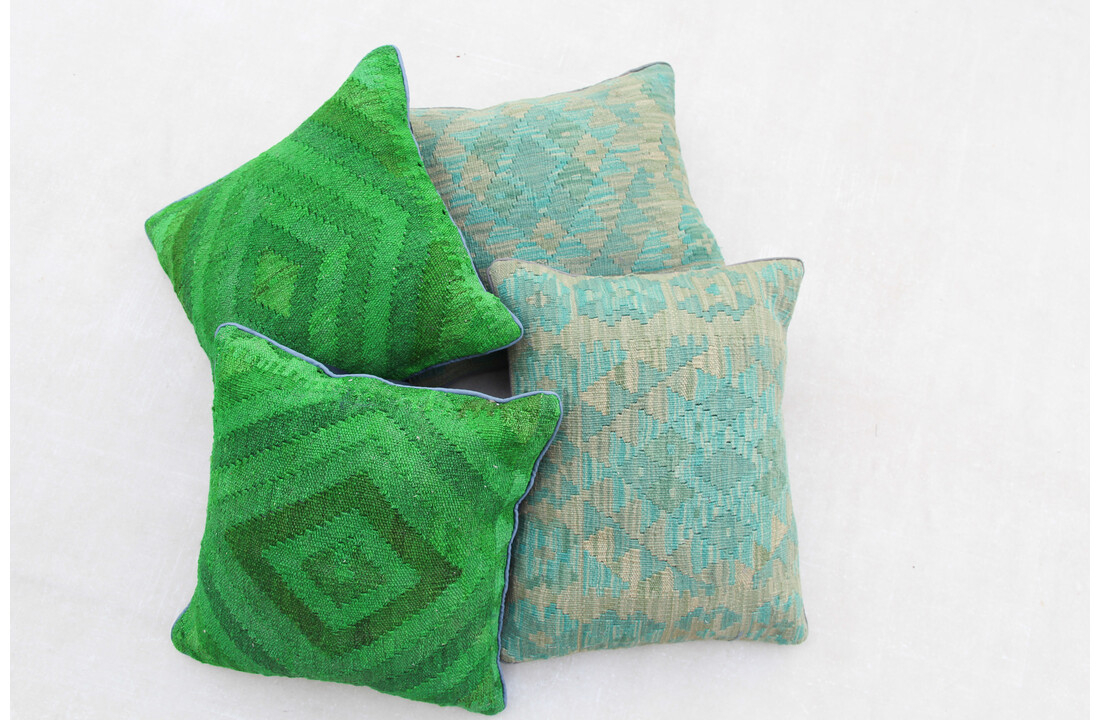 4x unike moderne kelim kussens met vulling ca 45x45 cm