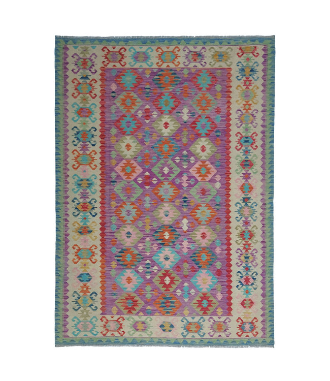 Handgewebte Orientalisch Wolle Kelim Teppich 288x208 cm