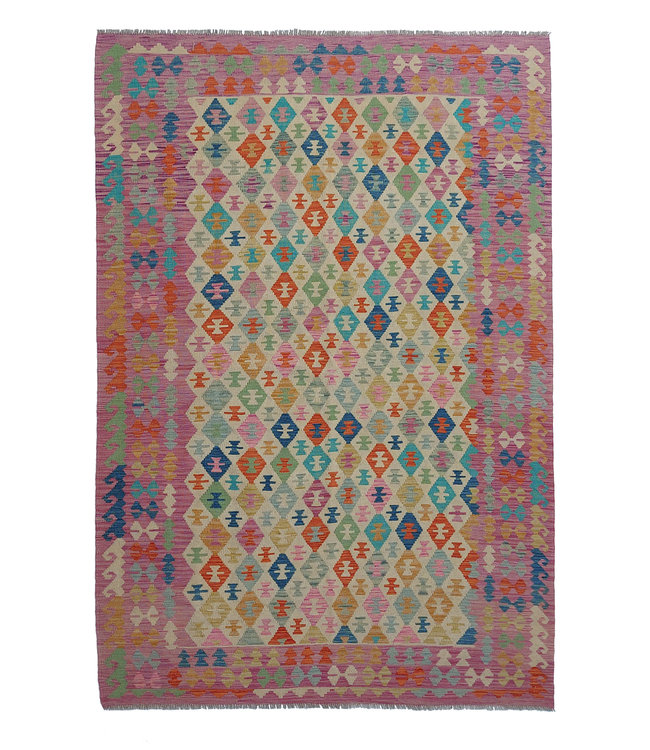 Handgewebte Orientalisch Wolle Kelim Teppich 301x202 cm