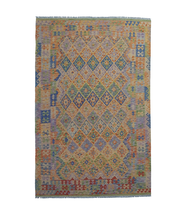 Handgewebte Orientalisch Wolle Kelim Teppich 302x205 cm