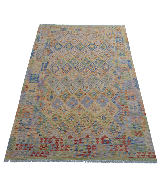 Handgewebte Orientalisch Wolle Kelim Teppich 302x205 cm