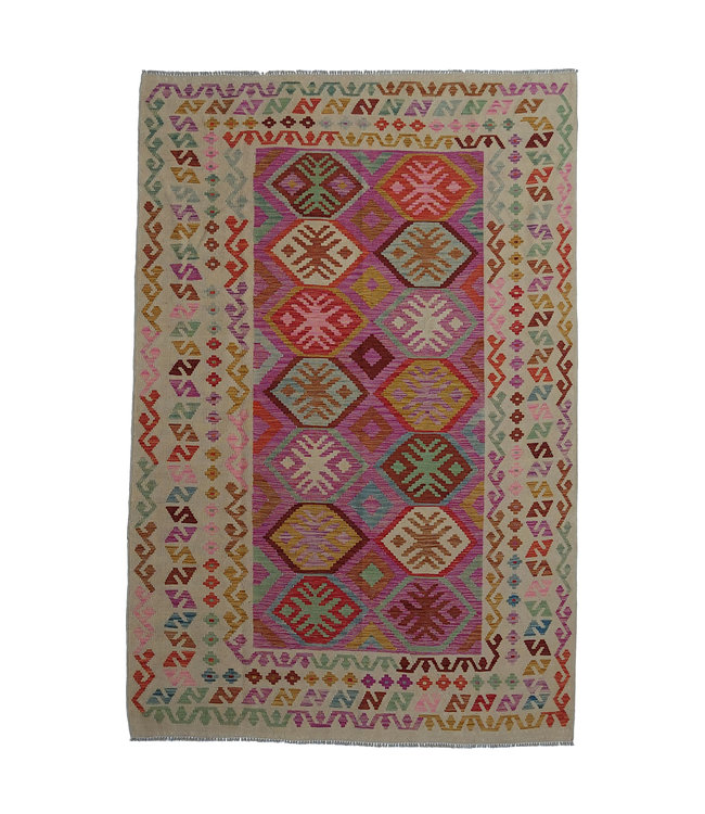 Handgewebte Orientalisch Wolle Kelim Teppich 297x192 cm