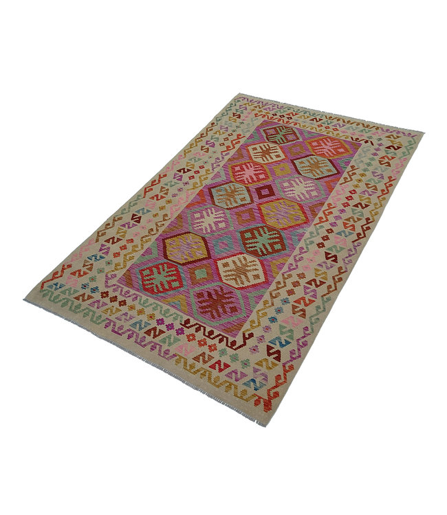 Handgewebte Orientalisch Wolle Kelim Teppich 297x192 cm