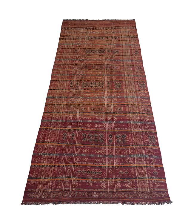 13'35x5'25 Hand Woven Afghan Wool Kilim Area Rug