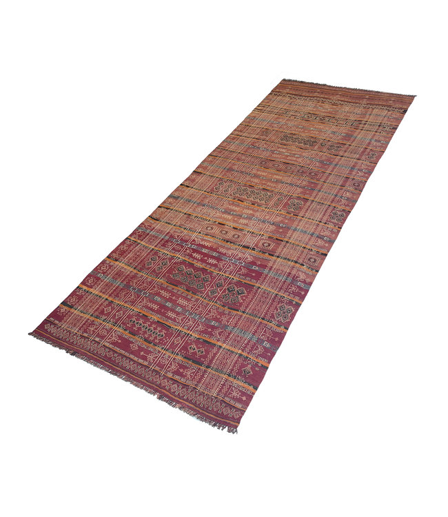 13'35x5'25 Hand Woven Afghan Wool Kilim Area Rug