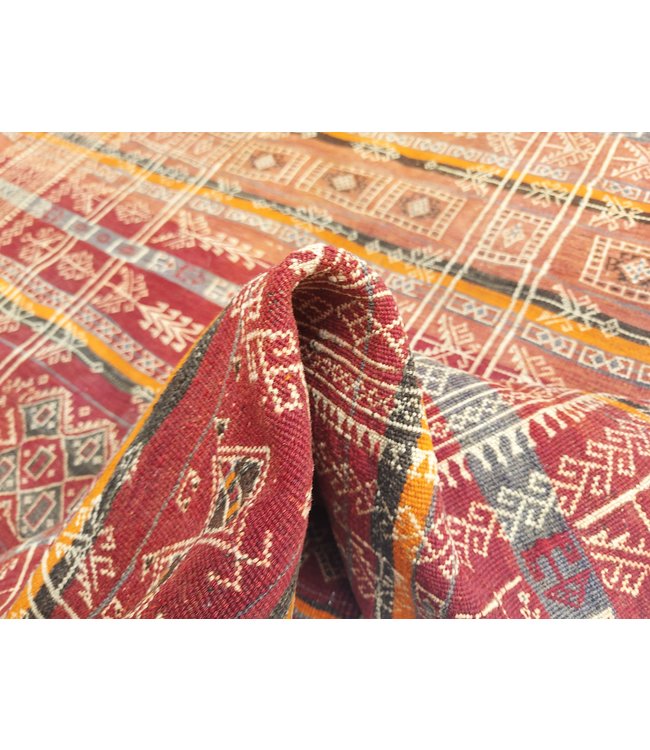 Handgewebte Orientalisch Wolle Kelim Teppich 407x160 cm